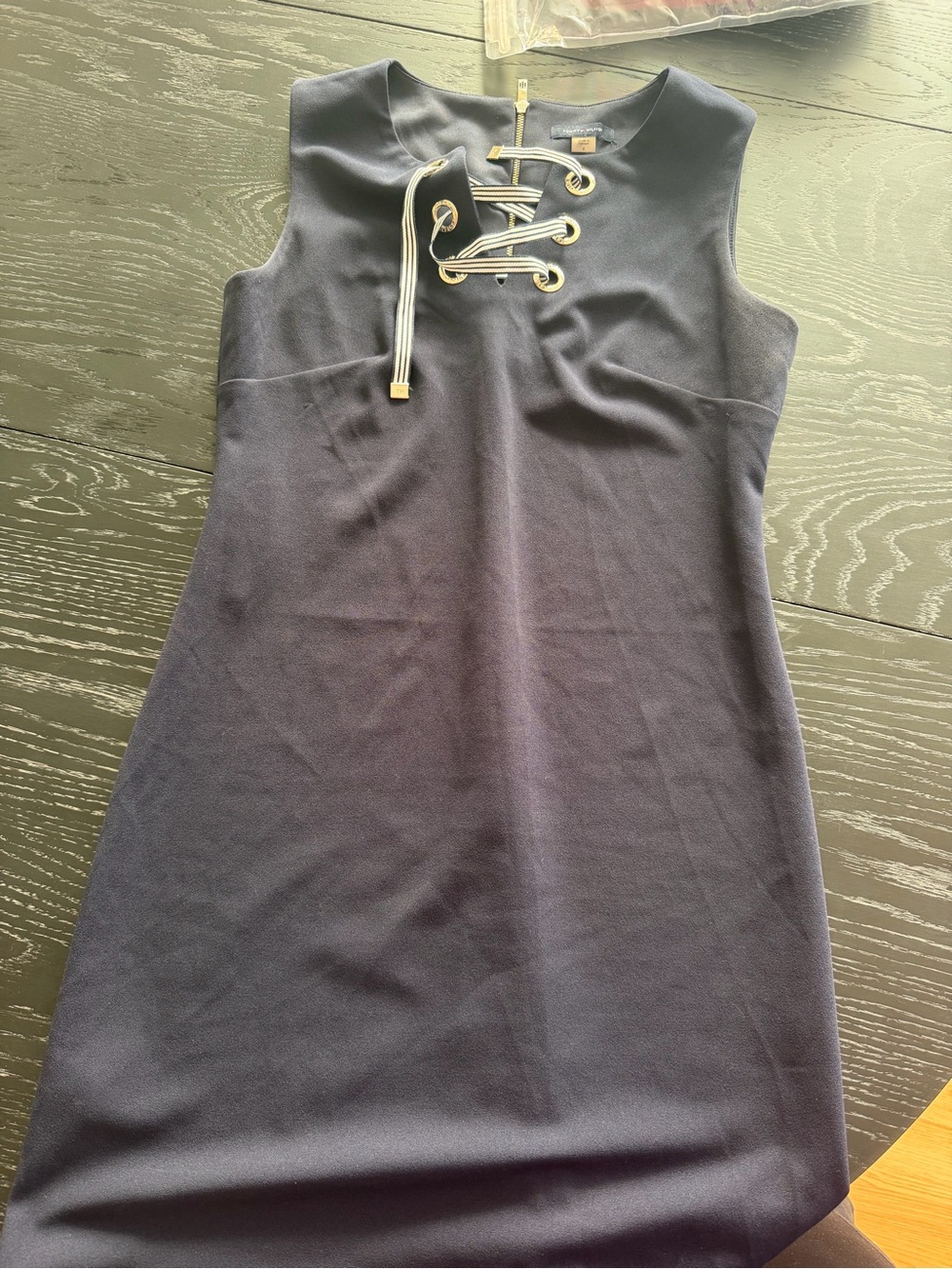 Tommy Hilfiger Navy Lace-Up Midi Dress
